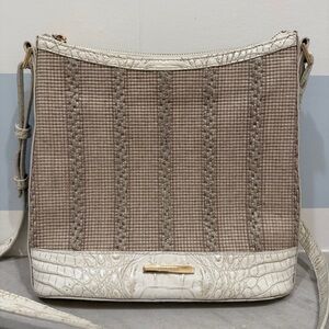 Brahmin Katie Contour Melbourne Elegant Beige and White Women's Bag